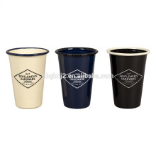 Taza del vaso del esmalte del acero de carbono 11oz / 310ml para acampar con la taza del vaso del borde del rollo